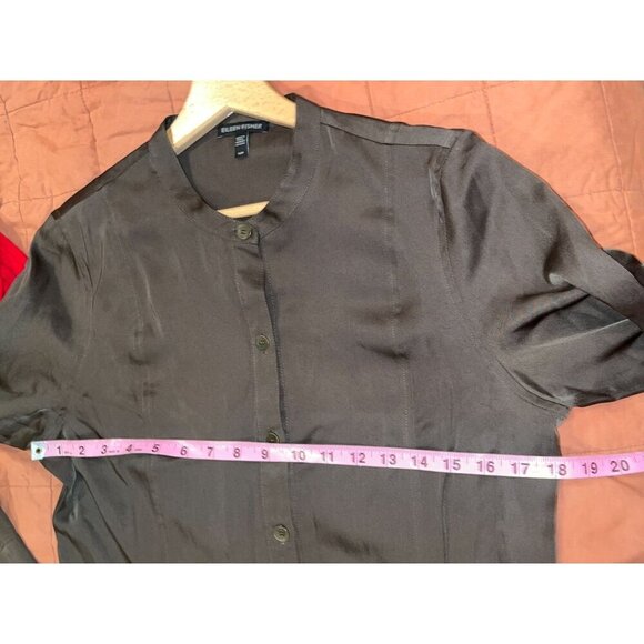 Eileen Fisher Green Tencel Relaxed Fit Button-Up Tunic Midi Dress Women's Size S - Picture 5 of 9